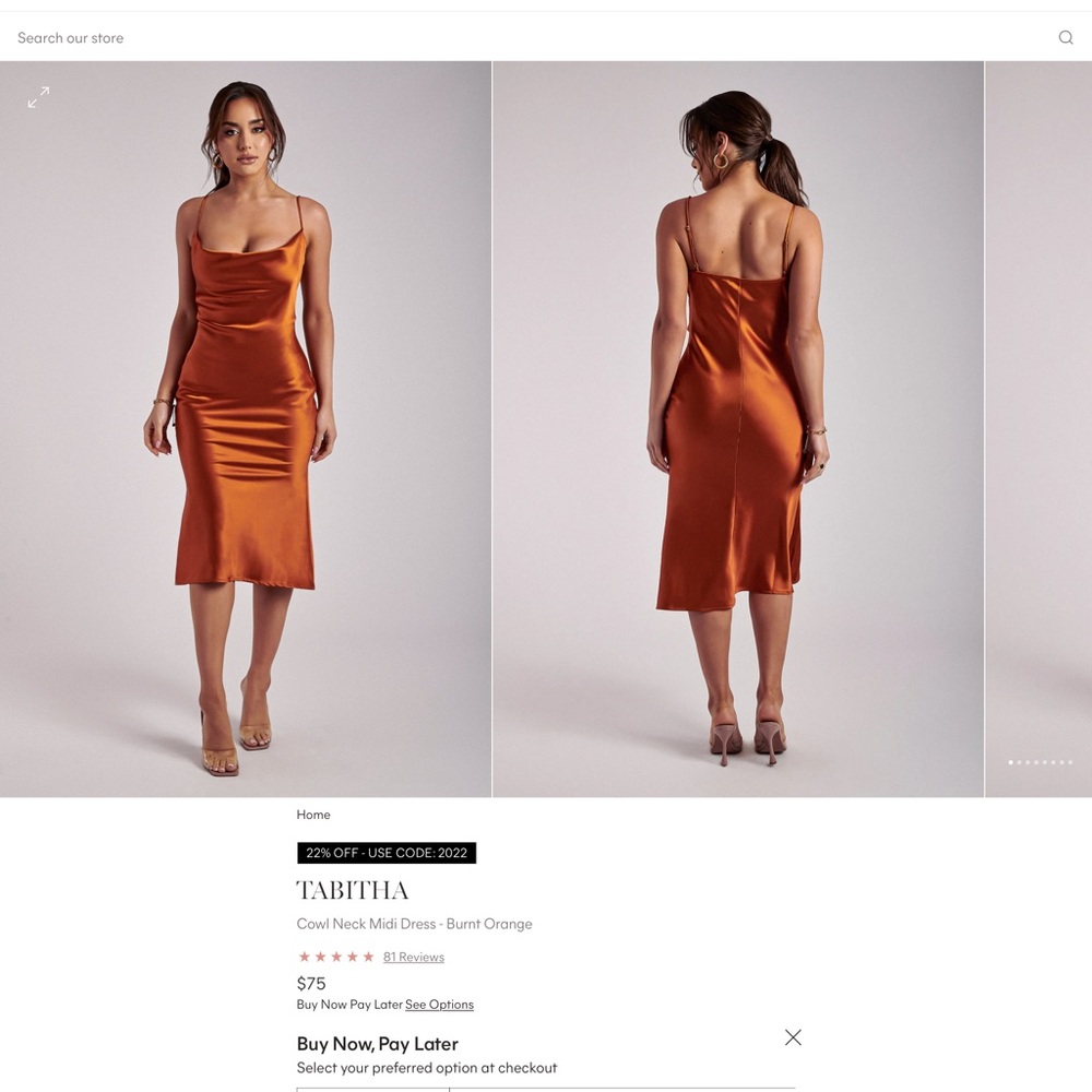 Meshki Burnt Orange Midi Dress